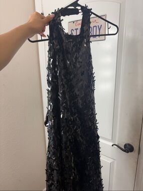 Black Sequin Halter Dress